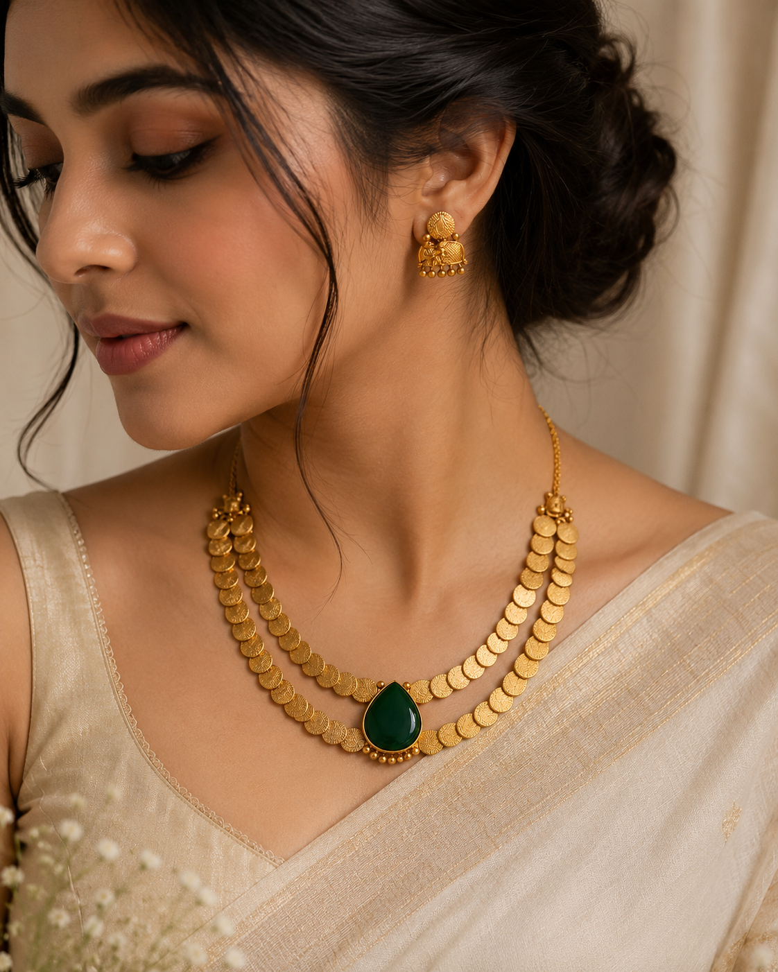 Vintage Emerald Glow Set with Earrings